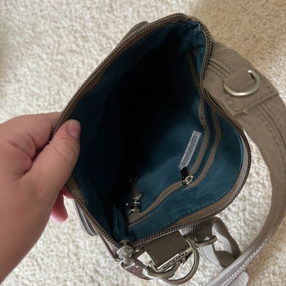 Travelon Anti-Theft North/South Crossbody, Sable and Emerald Interior - Picture 5 of 8
